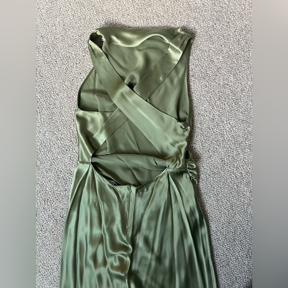 Reformation Casette Silk Dress -Artichoke size 10 - Picture 5 of 7